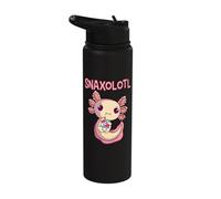 Cute Snaxolotl - Kawaii Axolotl Eating Chips Snacks Kids Stainless Steel Insulated Water Bottle