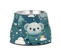 Cute Snow Abstract Bears Non Slip Anti Skid Dog Bowls Stainless Steel Food Water Bowl Stackable Pet Puppy Dishes
