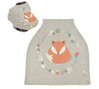 Cute Snow Fox Stretchy Baby Car Seat Cover,Canopy Nursing Covers,Soft Breathable Windproof Scarf Changepad for Winter Infant Breastfeeding Boys