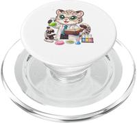 Cute Snow Leopard Scientist Kawaii Animal Chemist Glasses PopSockets PopGrip for MagSafe
