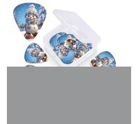 Cute Snowboard Snowman Guitar Picks 12 Pcs, 3 Different Thickness Celluloid Plectrum for Bass Electric Acoustic Guitars Ukulele Accessories Gift for Men Women (0.46mm, 0.71mm, 0.96mm)