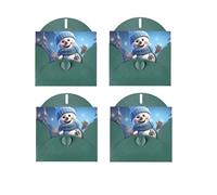 Cute Snowboard Snowman Horizontal Full Single-Sided Printing Pearlescent Paper Birthday Halloween Christmas Halloween Birthday Party Holiday Greeting Card