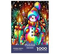 Cute Snowman 1000 Pieces Jigsaw Puzzles for Adults Fun, Challenging & Brainteasing Beautiful Home Decoration Art Colorful DIY Craft 70x50cm/1000pcs