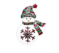 Cute Snowman Brooch for Women - Enamel Christmas Lapel Pin with CZ Crystal Snowflake, 5.2cm Festive Alloy Corsage, Gift for Clothing Bag Scarf Hat Xmas Jewellery
