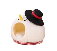Cute Snowman Cat Bed - Festival Style Pet House, Plush Semi-Enclosed Warm Cat Cave with Removable Cushion and Non-Slip Bottom for Winter Indoor Cats & Small Dogs (Snowman)