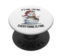Cute Snowman Christmas It's Fine I'm Fine Everything is Fine PopSockets Adhesive PopGrip
