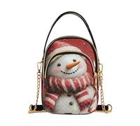 Cute Snowman Christmas Red Shoulder Handbag Women Quilted Phone Wallet Chain Strap Purse Cute Ladies Tote Crossbody Satchel