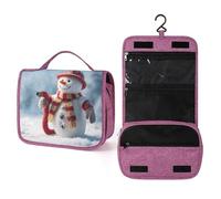 Cute Snowman Dressed As A Firefighter Travel Toiletry Bag for Women,Hanging Makeup Organizer with Hook for Shampoo