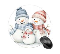 Cute Snowman Family Soft Watercolor Mousepad Round Computer Mousepad Waterproof Gaming Mousepads with Non-Slip Rubber Base Mousepads Mousemat for Laptop Office 20 CM