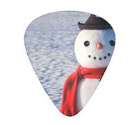 Cute Snowman Guitar Picks 12 Pcs Classical Triangle Guitar Plectrums Includes Thin, Medium & Heavy Gauges 3 Sizes for Bass Electric Acoustic Guitars Ukulele with Organizer Storage Box