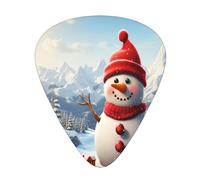 Cute snowman in the snowy mountains 12 Pack Guitar Picks Plectrums,4 pieces in each of 3 sizes, Suitable for a wide range of stringed instruments