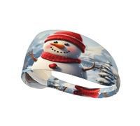 Cute Snowman in The Snowy Mountains Sports Head Tie for Men and Women-Headband Karate Tie Back Sweat Wicking Workout Head Band,Perfect for Running
