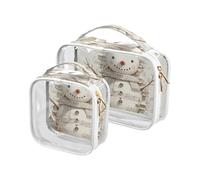 Cute Snowman Music Notes Childlike White Clear Toiletry Bag TSA Approved Reusable Small Cosmetic Bag Men’s Shaving kit