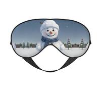 Cute Snowman Parrern Print Soft Eye Mask - Adjustable Strap, Elastic Nighttime Shade for Meditation, Travel, and Yoga