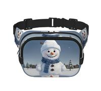 Cute Snowman Parrern Square Double-Layer Waist Bag Mini Adjustable Waist Belt Bag Exercise Running Travel Hiking, Black, One Size