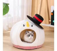 Cute Snowman-Shaped Enclosed Cat Bed Cave - Warm and Cozy Winter Cat Hideaway for Indoor Cats, Funny Christmas Themed Pet House with Washable Mat, All-Season Comfort for Kittens and Small Dogs