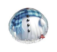 Cute Snowman Shower Caps for Women Reusable Waterproof Shower Bonnet Large Elastic Bath Caps Double Layers Bathing Hair Caps Designed for all Hair Lengths with PEVA Lining