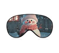 Cute Snowman Sleep Mask for Women Men Side Sleeper Eye Cover with Adjustable Strap Soft Breathable Blackout Mask Slip-Free Deep Sleeping Travel Essentials