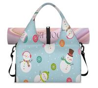 Cute Snowman Snowflakes Sports Duffel Bag for Women Men Christmas Weekend Overnight Bag with Shoe Compartment Shoulder Tote Luggage Bag for Yoga Gym Travel