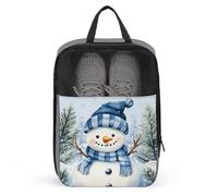 Cute Snowman Snowy Pine Forest Shoe Bag for Travel Daily Use Anti-dust Storage Carrier Golf Shoe Pouch