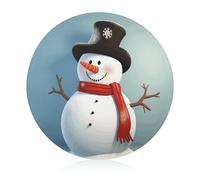 Cute Snowman Tempered Glass Cutting Board Easy to Clean Butcher Block Feeling Comfortable Round Chopping Board Light Portable Cutting Boards for Kitchen Counter 7.9 Inch