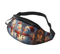Cute Snowman Unisex Crossbody Waist Pack Christmas Snowman Adjustable Waist Fanny Pack Winter Xmas Trendy Printed Crossbody Bag Minimalists - Compact Alternative to Bulky Backpacks 14X35CM