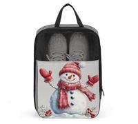 Cute Snowman Wearing Red Scarf Shoe Bag for Travel Daily Use Anti-dust Storage Carrier Golf Shoe Pouch