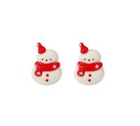 Cute Snowman White Resin Stud Earrings for Women Lady Cartoon Sweet Christmas Red 925 Silver Post Pierced Funny Festive Holiday Party Jewelry Acrylic Xmas Gifts