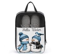 Cute Snowman with Blue Hats Shoe Bag for Travel Daily Use Anti-dust Storage Carrier Golf Shoe Pouch