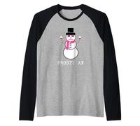 Cute Snowman with Wine Frosty AF Holiday Raglan Baseball Tee