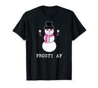 Cute Snowman with Wine Frosty AF Holiday T-Shirt
