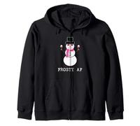 Cute Snowman With Wine Frosty AF Holiday Zip Hoodie