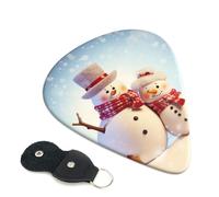 Cute Snowmen Christmas 6 Pack Guitar Picks With Holder, Personalized Guitar Plectrums Non-Slip Portable Ukulele Bass Picks 0.71mm For Acoustic Guitar Lovers Gifts