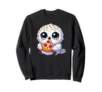 Cute Snowy Owl with Pizza Cartoon Fast Food Sweatshirt
