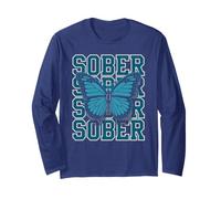 Cute Sober Butterfly Sobriety Matters AA Support Community Long Sleeve T-Shirt