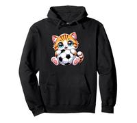 Cute Soccer Ball Kawaii Cat Cartoon Kitten Illustration Gift Pullover Hoodie