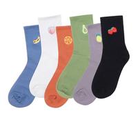 Cute Socks Fruit Embroidered Pattern Socks for Women Lemon Avocado Banana Grapefruit Peach Banana Strawberry Crew Socks 6Pairs Xmas Christmas Gifts for Her Mum Gifts, Presents Stocking Fillers Gifts
