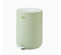 Cute Soft Close Trash Can 6L - Round Plastic Garbage Bin with Double-Lid, Step Pedal & Inner Bucket for Kitchen, Bathroom, Living Room, Office (Light Green)