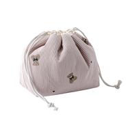 Cute Soft Corduroy Drawstring Makeup Bag with Canvas Lining, Coquette Aesthetic Drawstring Cosmetic with Bear Pattern for Women Girls, Kawaii Travel Makeup Organizer Case, 01Pink Bear