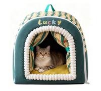 Cute Soft Washable House - Covered Cat Bed, Enclosed Washable Cat House Bed For Kitten Small Pet Indoor Outdoor Home Winter Adventure Pet Hideaway Winter Warmth Sleeping Den Retreats Soft Fab