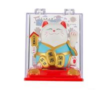 Cute Solar Powered Lucky Cat Ornament, Continuous Waving Arm, Money Making Symbol, Automatic Waving Hand Lucky Cat(Blue)