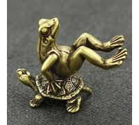 Cute Solid Brass Frog Turtle Ornament with Incorporated Incense Burner for Decor