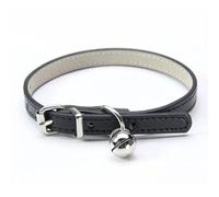 Cute Solid Color Leather Cat Safety Collar Necklace With Bell For Pug Chihuahua Yorkshire Terrier,Black,XS