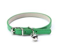 Cute Solid Color Leather Cat Safety Collar Necklace With Bell For Pug Chihuahua Yorkshire Terrier,Green,S