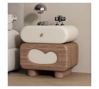 Cute Solid Wood Nightstand with 2 Drawers & Metal Handles - Unique Walnut Bedside Table, Stylish End Table for Bedroom Storage (40cm)