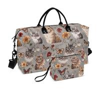 Cute Somali Cats Realistic Style Gray Decorative Carry on Weekender Overnight Bag Gym Bag with Toiletry Bag for Gym 2 Pcs Set Bolsa de lona para