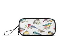 Cute Songbirds Vivid Bright Colors Pen Pencil Case, Divided Pencil Case, School Supplies for College Students
