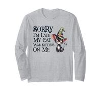 Cute Sorry I'm Late My Cat was Sitting On Me Witch Mom Dad Long Sleeve T-Shirt