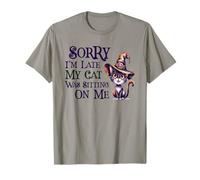 Cute Sorry I'm Late My Cat Witch Sitting ON ME Spooky Mom T-Shirt