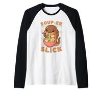 Cute Soup Slurping EEL Food Lover Kawaii Raglan Baseball Tee